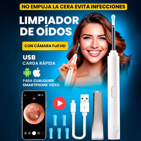 AUDIPRO LIMPIADOR DE OIDOS CON CÁMARA HD- MAS 7 PIEZAS DE REGALO